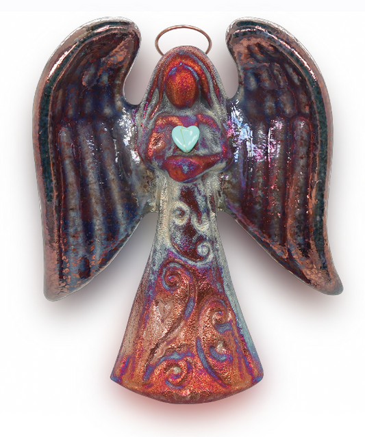 Raku Spirit Angel Ornament | Medium On Tree | 3 inches