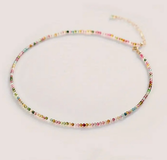 Tourmaline Beaded Choker Necklace 3mm
