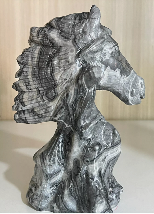 Natural Picasso Quartz Carved Horse's Head