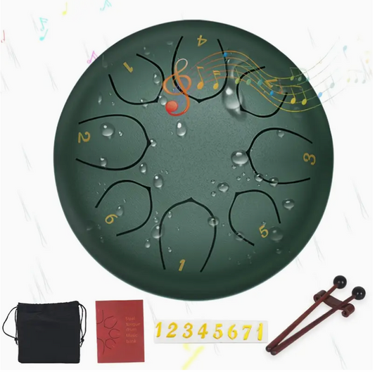 Rain Drum For Outside, Steel Tongue Drum, 6-Inch Steel Tongue Chakra Rain Drum With 8 Musical Notes