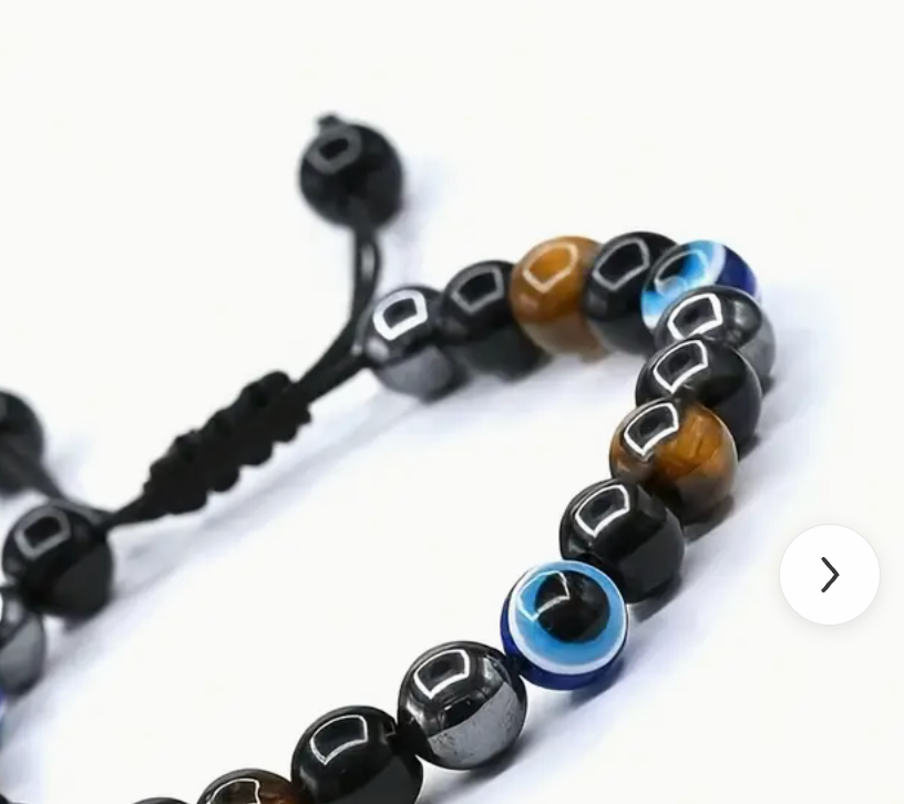 Tri Color Tiger Eye Woven Adjustable Bracelet, Devil'S Eye - Evil Eye - Onyx Stone
