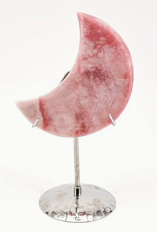 Pink Opal Moon Crystal with One Holder