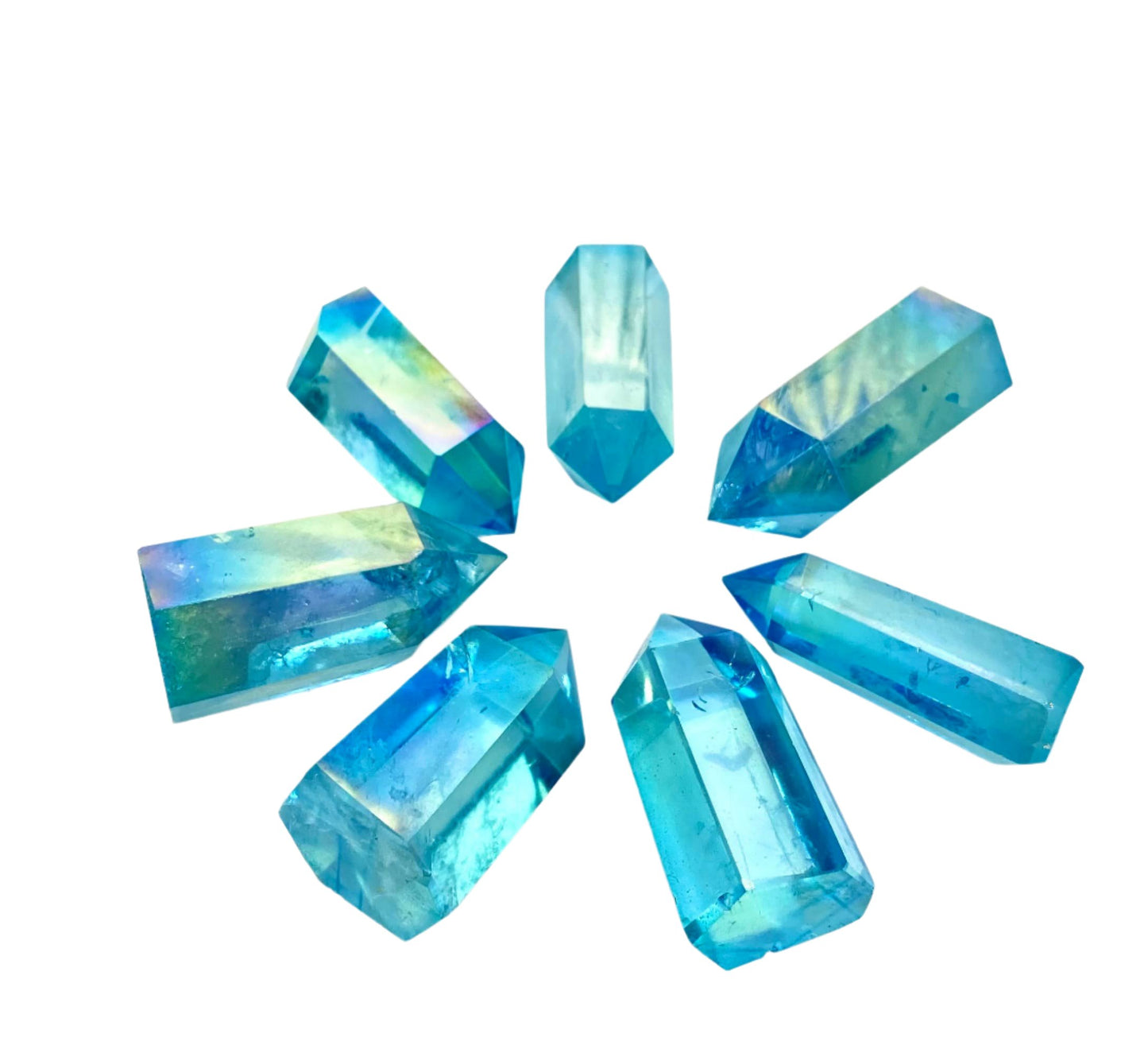 Aqua Aura Quartz Obelisk Tower Point (Single Terminated)