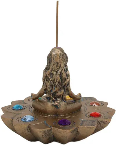 7 Chakra Incense Burner with Goddess in Meditation Pose | Incense Holder
