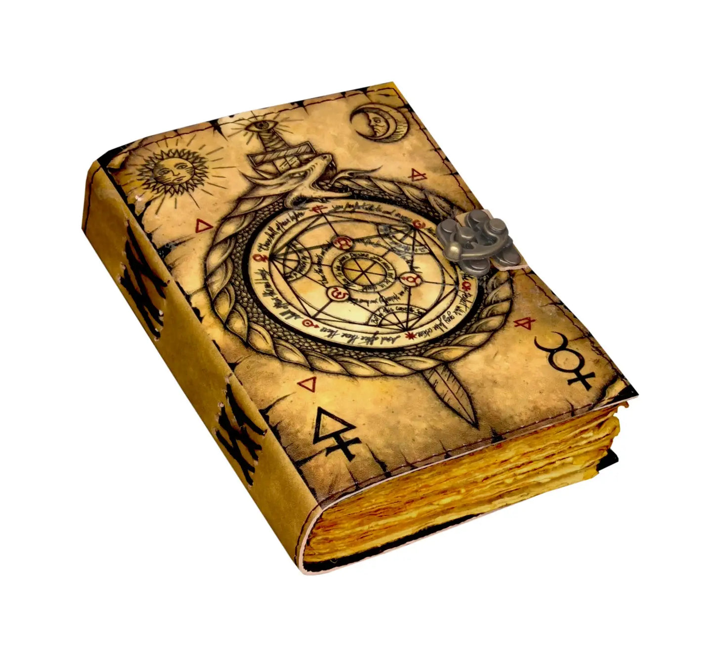 Vintage Style Leather Journal with Compass Print 
