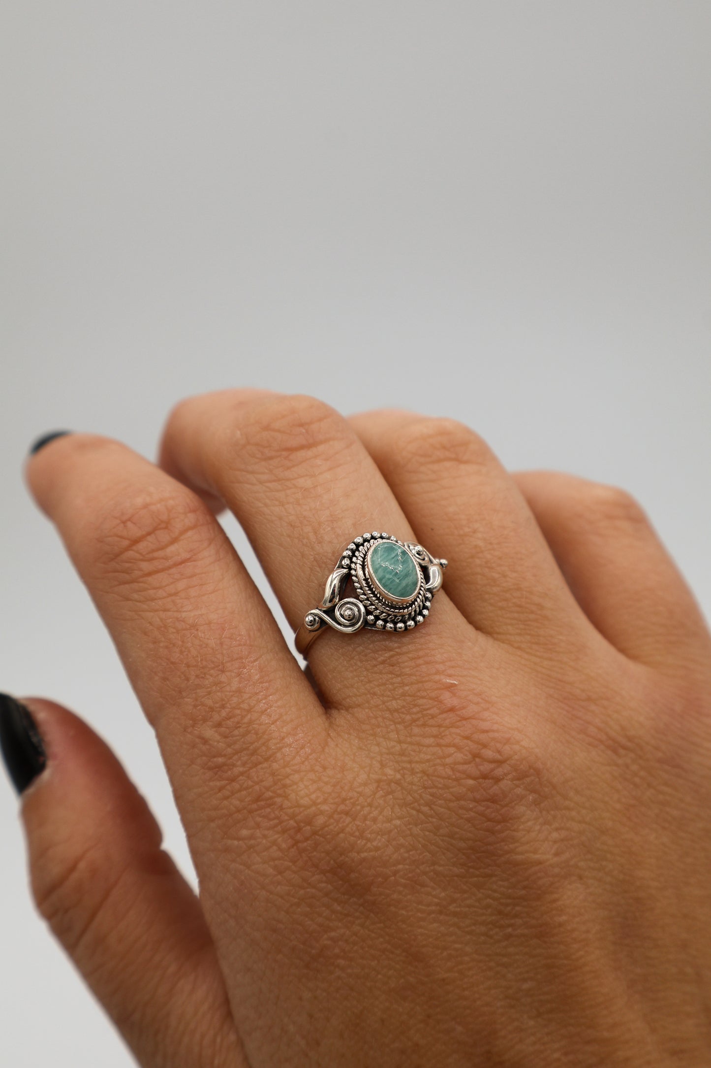 Amazonite Sterling Silver Ring (Size 5)