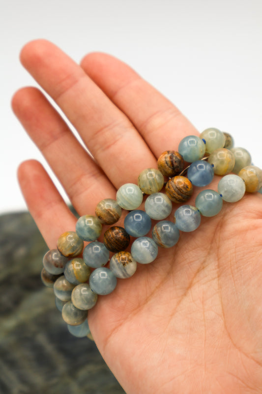 Aquatine Lemurian Calcite Bracelet (8mm)