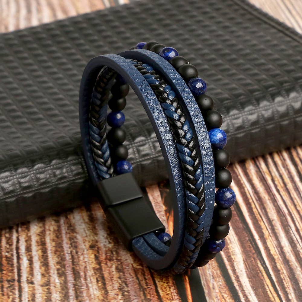 Gemstone Men's Leather Bracelets