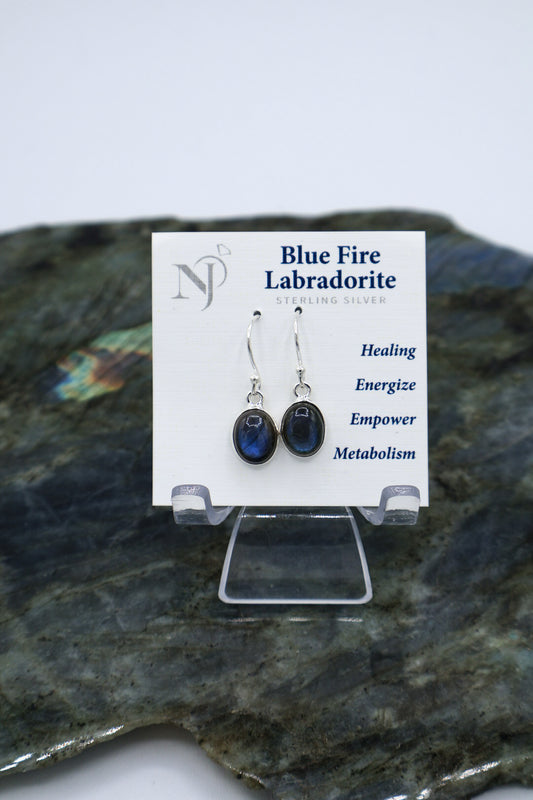 Blue Fire Labradorite Oval Earrings