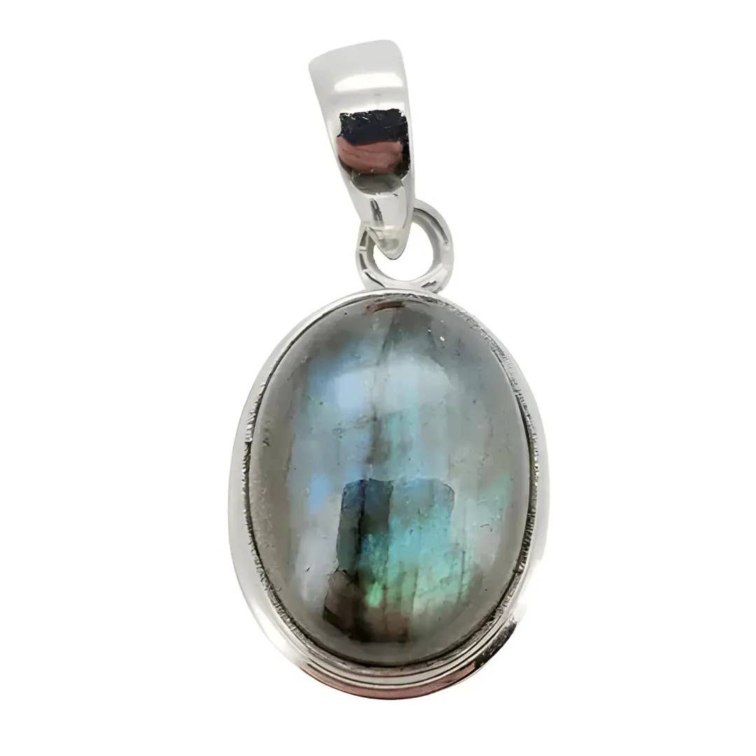 Oval Labradorite Sterling Silver Pendant