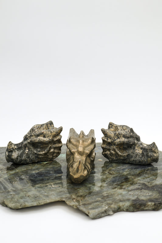 Carved Pyrite Dragon Head