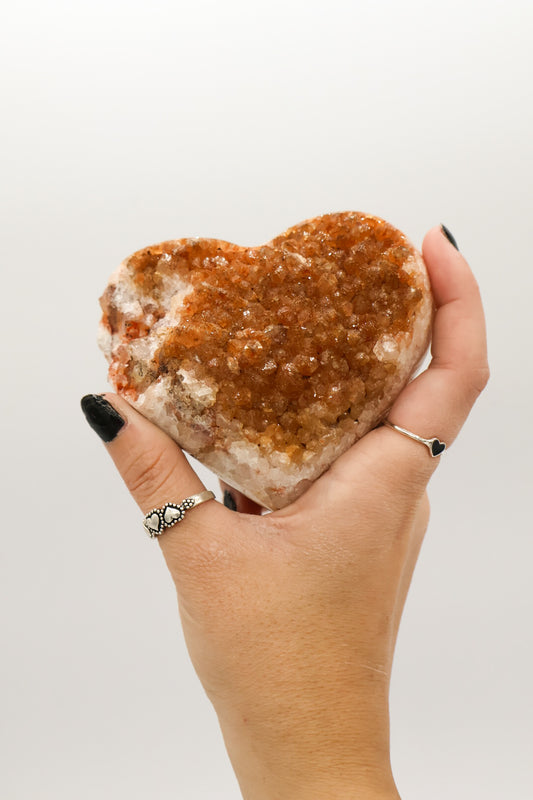 Citrine Crystal Heart Golden Druzy