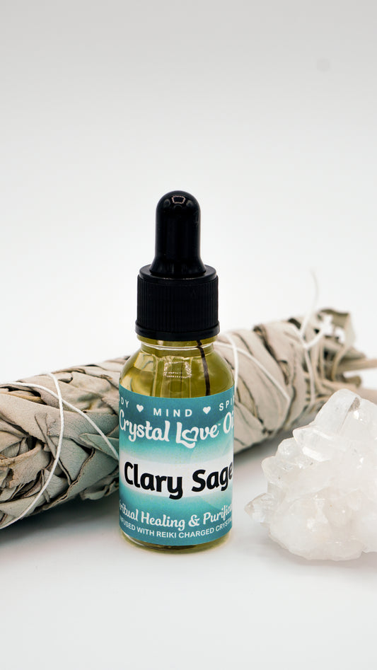 Clary Sage Crystal Love Pure Essential Oil (15ml)