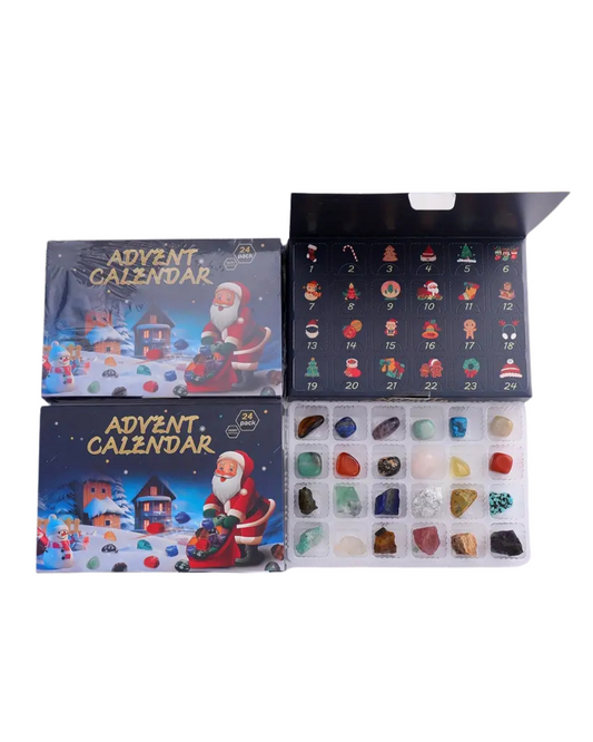 24 Days Countdown Crystal Advent Calendar with 24 Loose Natural Gems