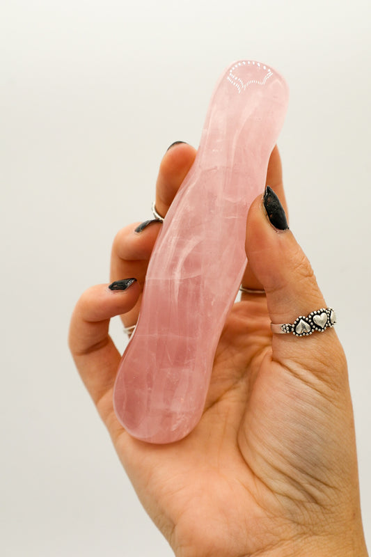 Curved Rose Quartz Massage Wand