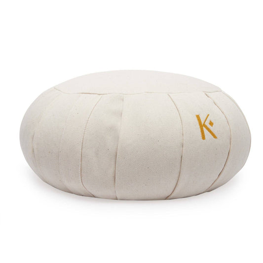 Meditation Pillow, Cushion - Zafu round ecru (cotton/buckwheat)