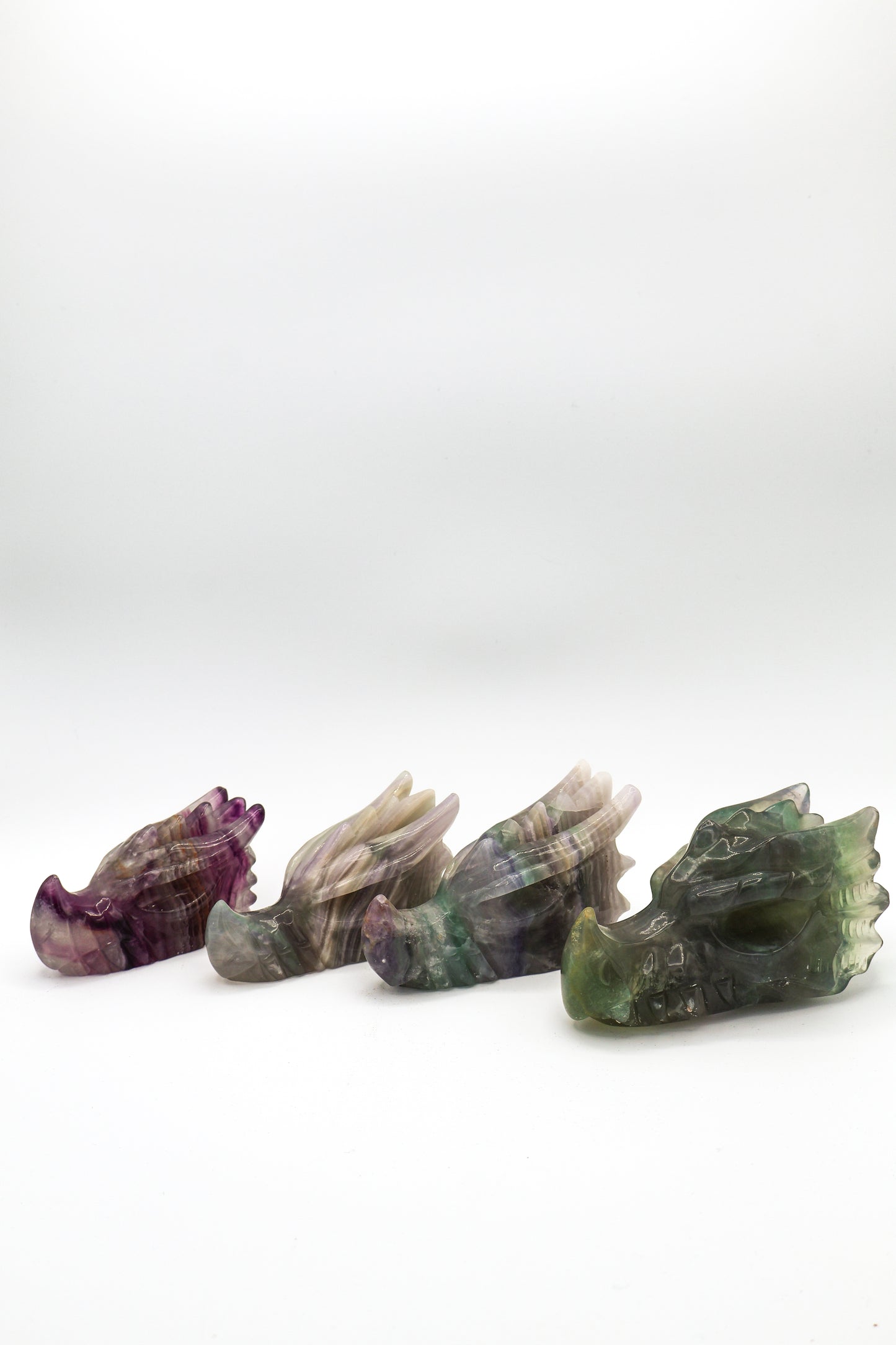 Handcarved Fluorite Dragon Head Crystal Decor