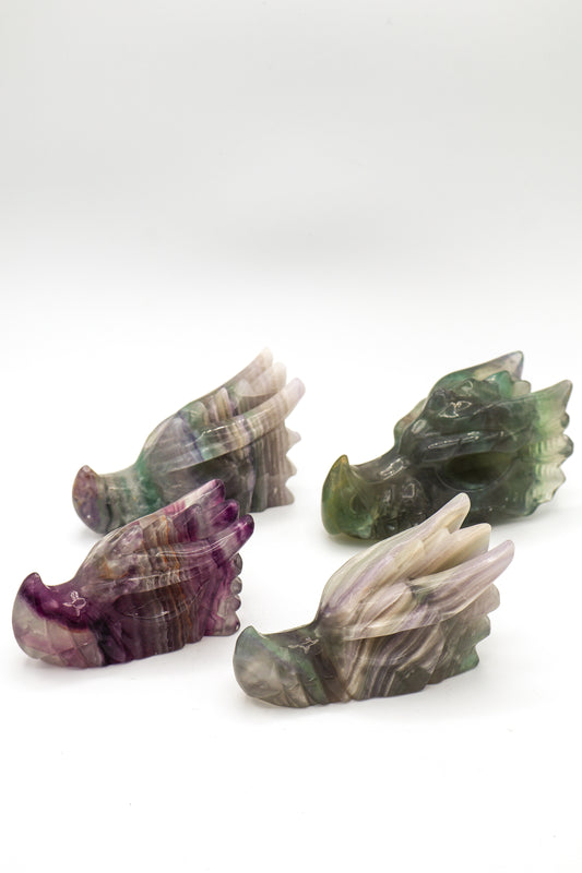 Handcarved Fluorite Dragon Head Crystal Decor