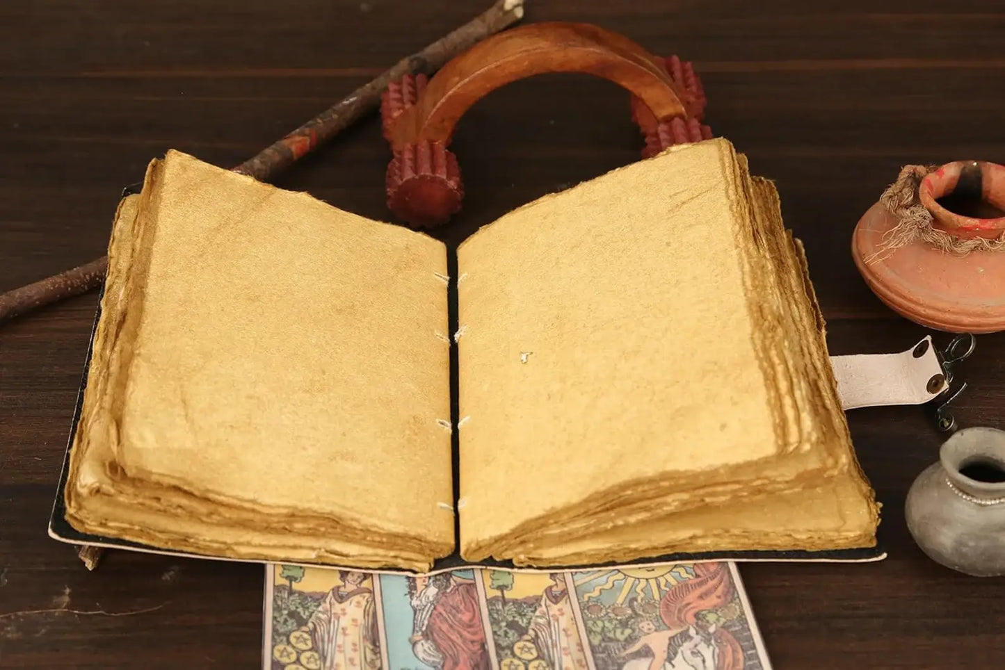 Vintage Style Leather Journal with Phases of the Moon