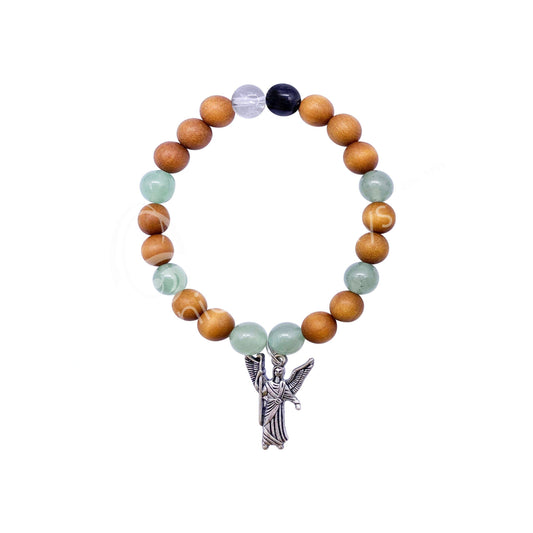 Archangel Raphael Wood and Crystals Bracelet