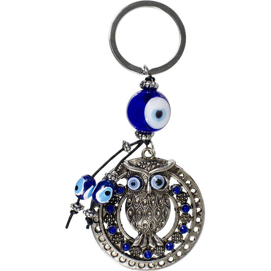 Moon Owl Evil Eye Talisman Key Ring