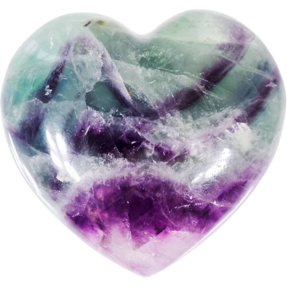 Puffed Gemstone Heart - Rainbow Fluorite