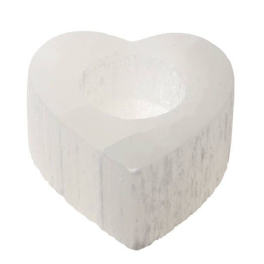 Heart Selenite Tealight Candle Holder