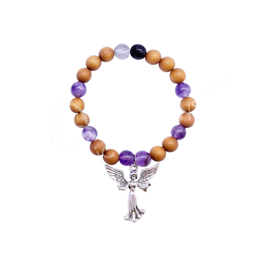 Archangel Tzadkiel Wood and Crystals Bracelet