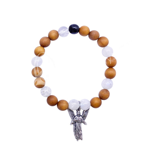 Archangel Gabriel Wood and Crystals Bracelet