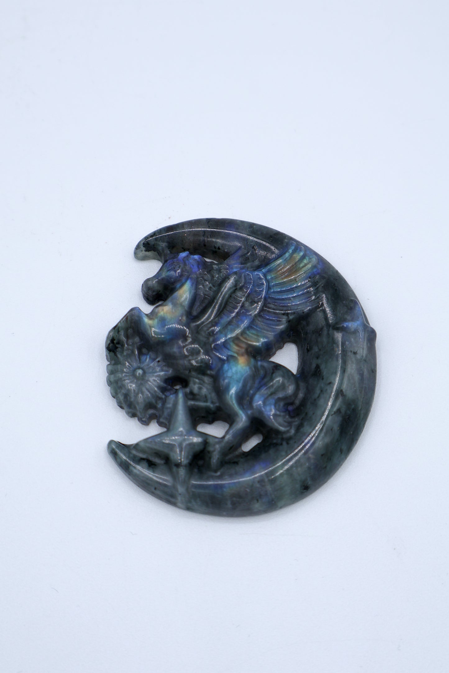 Handcarved Labradorite Unicorn Moon