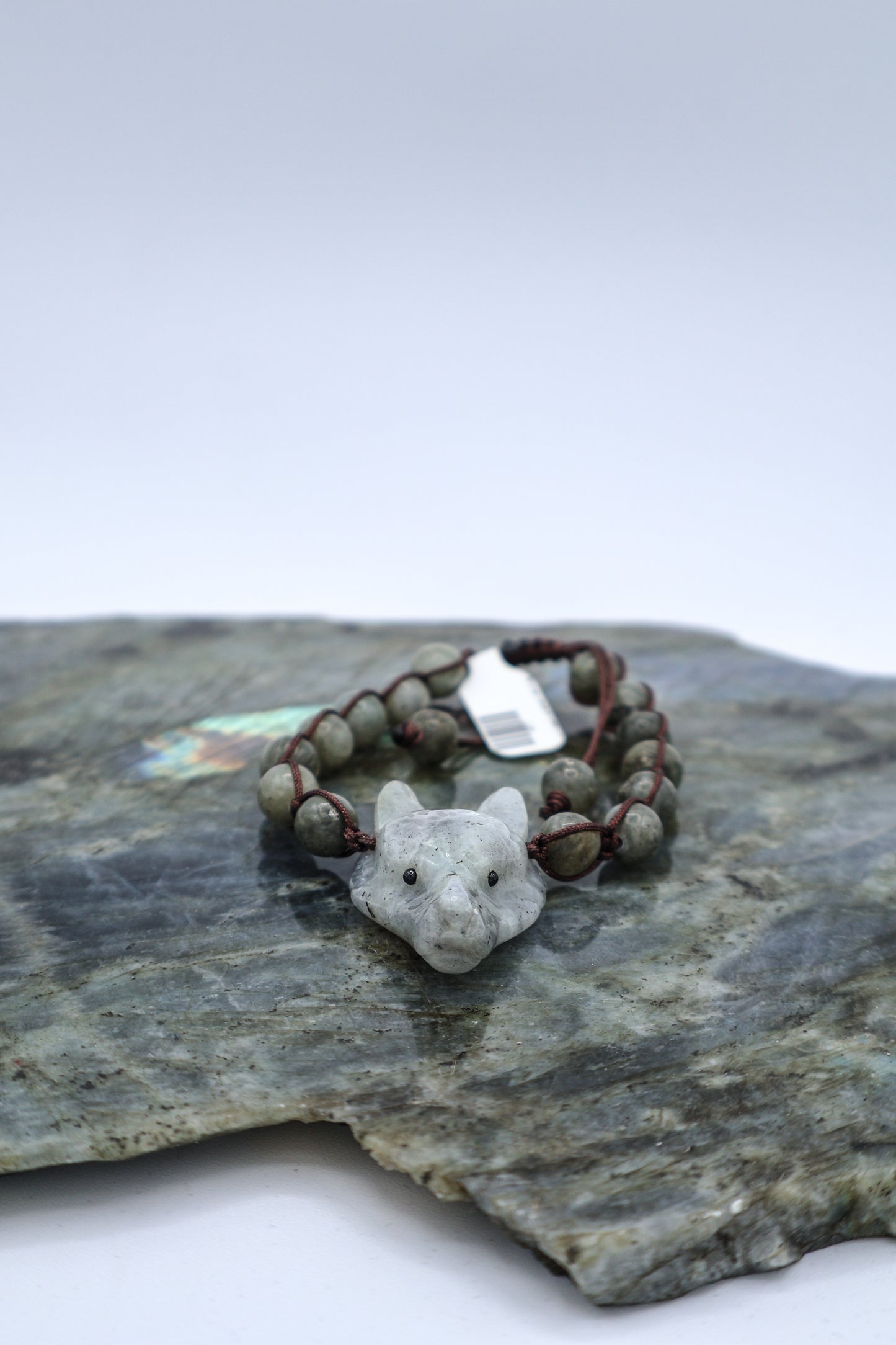 Labradorite Wolf Spirit Animal Woven Gemstone Bracelet