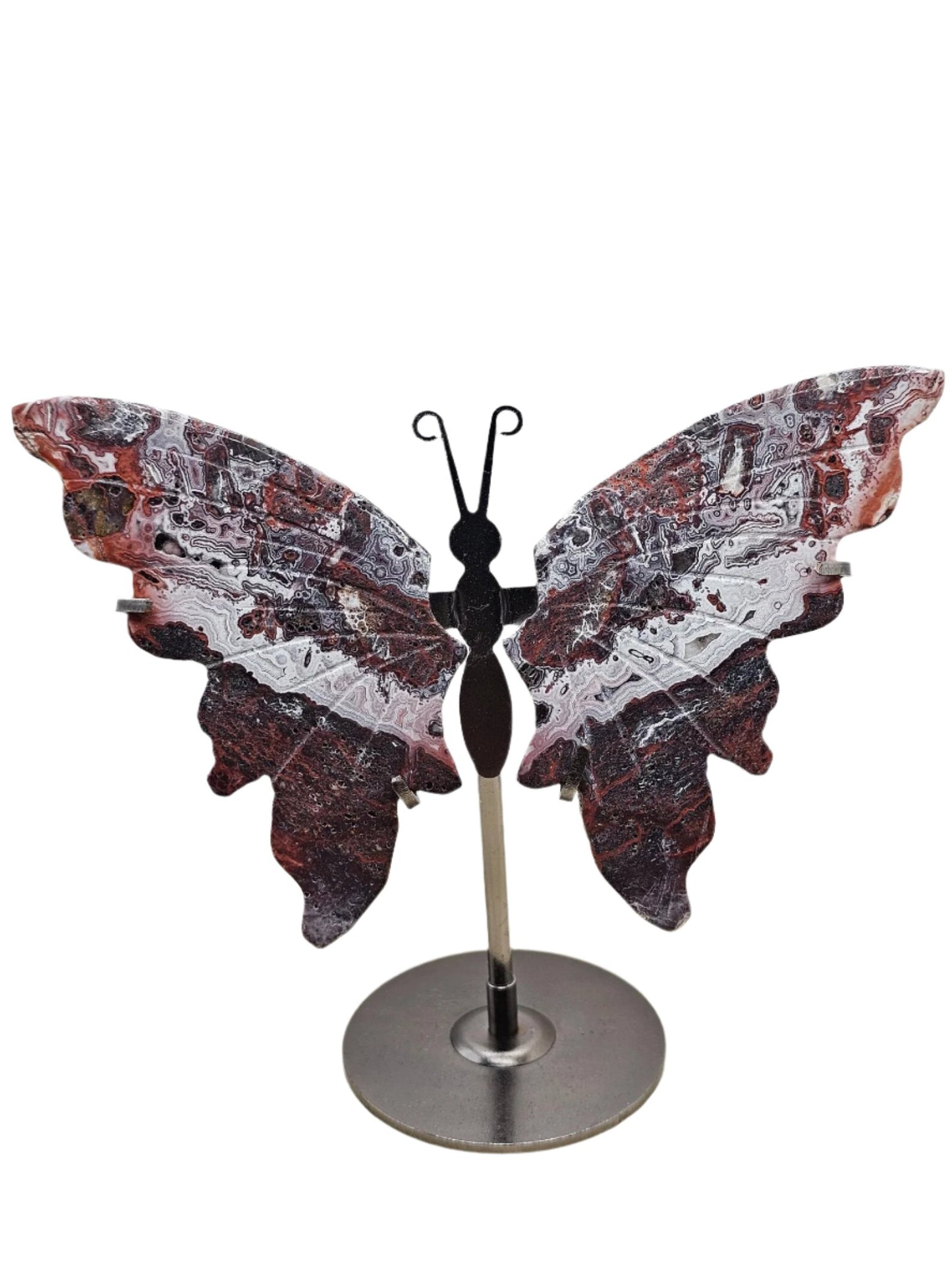 Red Mexican Agate Carved Butterfly on Stand