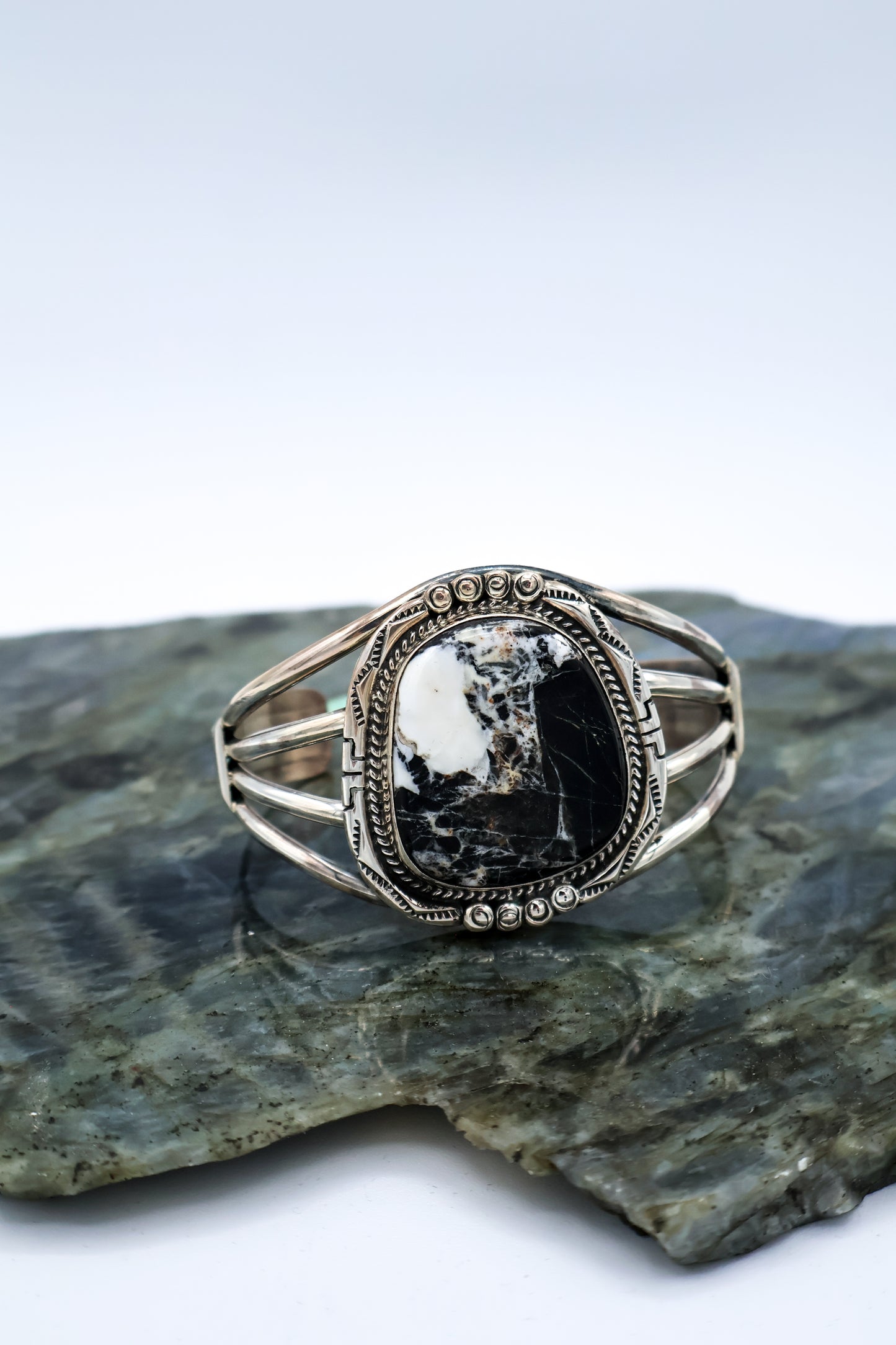 White Buffalo Turquoise Sterling Silver Cuff Bracelet
